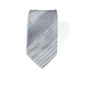 Escada 100% silk grey/blue vertical striped tie